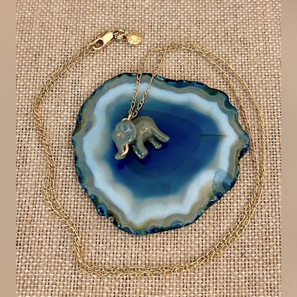 J. Crew Lucky Elephant Necklace Gray Enamel - Picture 7 of 10